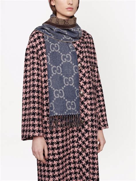 gucci jacquard knit scarf|Gucci scarves with fur trim.